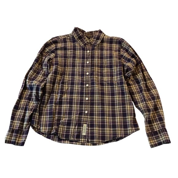 Abercrombie & Fitch Plaid Long Sleeve Button-Up Shirt  Purple & Green Medium Fit - Picture 1 of 9
